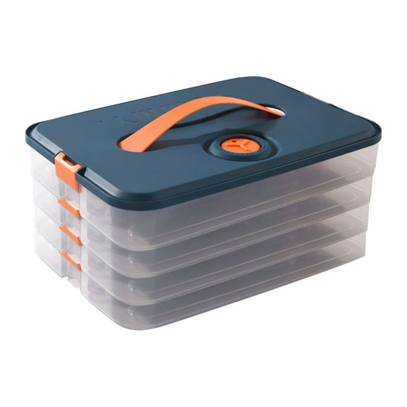 4-Layer Stackable Food Storage Containers With Lids Large Size Quick Dumpling Storage Box, Good Sealing Kitchen Refrigerator Fresh Preservation Box