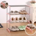 thumbnail image 1 of 4-Layer Stackable Shoe Rack | Stainless Steel Storage Organizer for Entryway, Closet & Hallway | Pink Small Shoe Shelf | 45.5X26X55Cm, 1 of 7