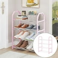 thumbnail image 1 of 4 Layer Stackable Shoe Rack for Wardrobe and Entryway, Space Saving Storage Organizer for Shoes and Area Organization, 1 of 8
