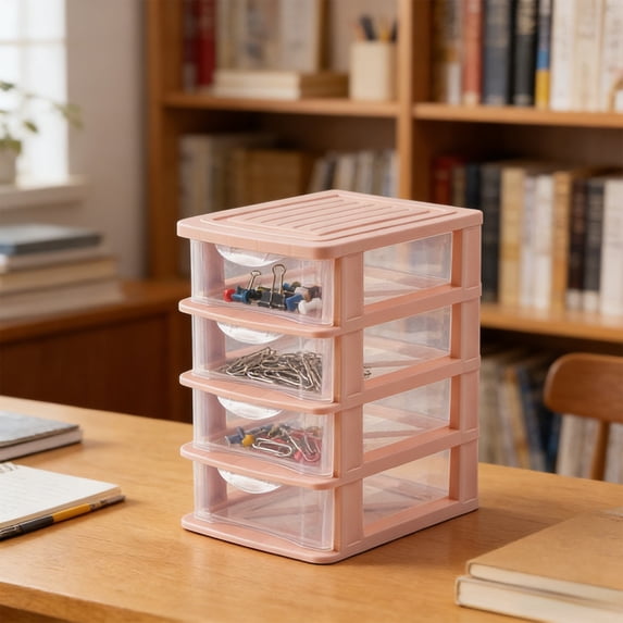 4 Layer Transparent Drawer Desktop Storage Box Dust Free Stationery Organizer Multi Layer Cosmetic Container for Home Office Dormitory Space Saving
