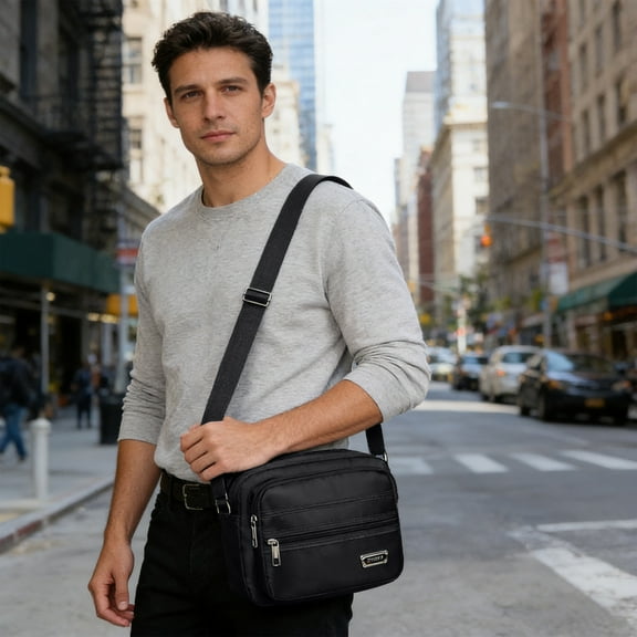 4-Layer Water-Resistant Crossbody Chest Pack, 4-Pocket Organizer Waist Bag for Men Women, Multi-Compartment Fanny Pack for Work Travel Hiking