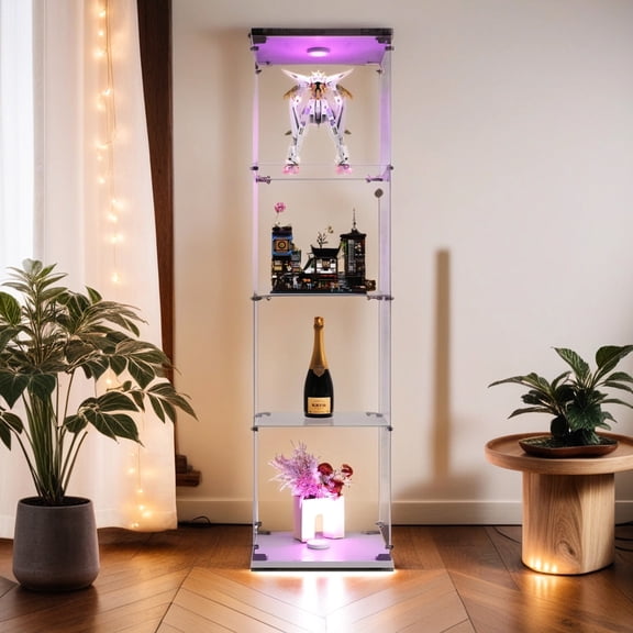 4 - Layer White Glass Display Stand / Hold Heavy Items on Each Shelf