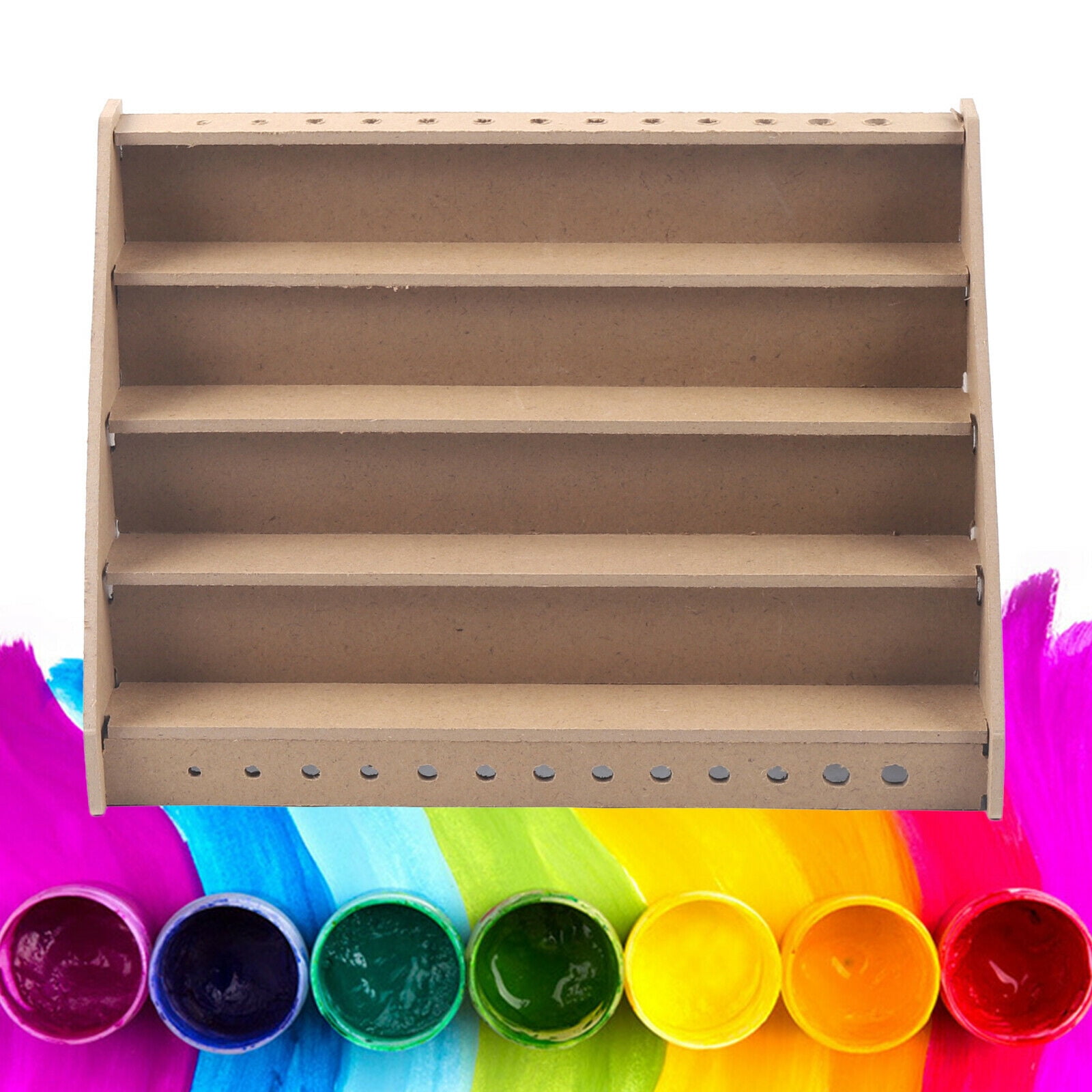 4-Layer Wooden Paint Rack 13 Tool Sockets Organizer Ink Bottle Holder ...