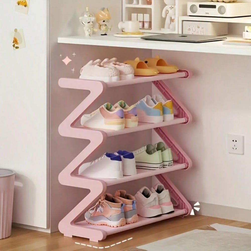4-Layer Z-Shaped Shoe Rack - Easy Assembly Stackable Organizer for Home ...