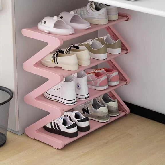 4 Layer Z Shaped Shoe Rack, Easy To Assemble Shoes Storage Rack, Stackable Home Organizer for Living Room, Dormitory, School