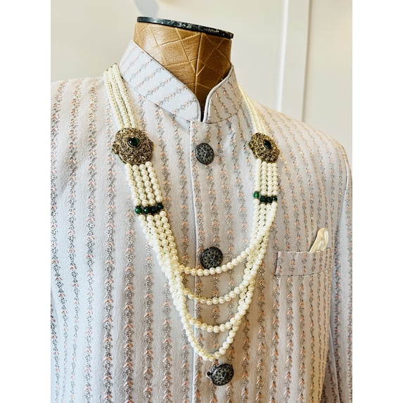 4-Layered Fancy Pearl Set For Groom