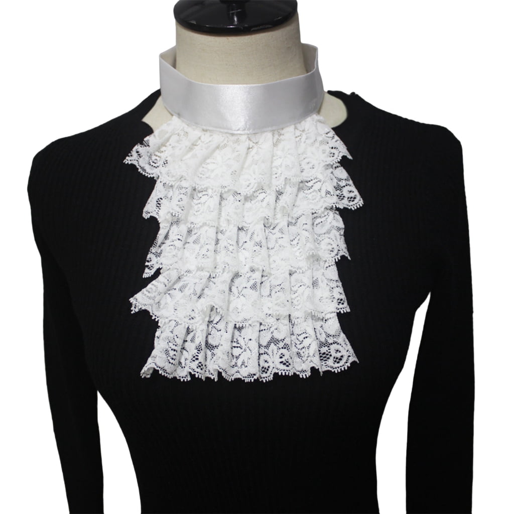Medieval Colonial Jabot Necktie Punk Victorians 4 Layer Ruffle Lace ...