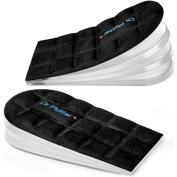 4 Layers Adjustable Height Increase Insoles, 1 Inch Heel Lift for Leg Length Discrepancies, Heel Cushions for Heel Spurs and Heel Pain, Heel Inserts for Women and Man (Black, Small)