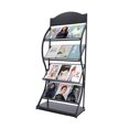 thumbnail image 1 of 4 Layers Freestanding Magazine Rack Iron Document File Holder Storage Organiser Floor-Standing Book Rack Display Rack Magazine Rack Newspaper Rack, 1 of 12