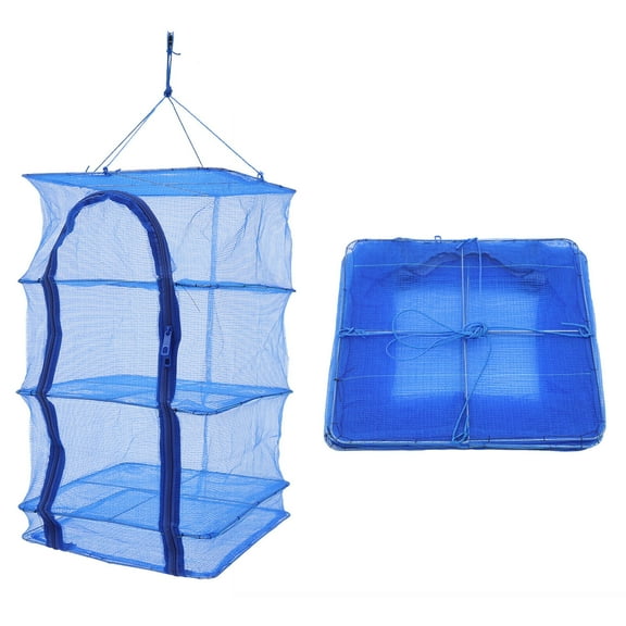 4 Layers Herb Fish Food Hanging Drying Rack Net Folding Mesh Shelves with Zipper