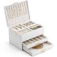 thumbnail image 1 of 4 Layers Jewelry Box - Women Jewelry Box with Retractable Tray - Jewelry Organizer with Drawer for Necklaces, Rings, Bracelets, Earrings, Gift for Couples Mom Girls - White, 1 of 8
