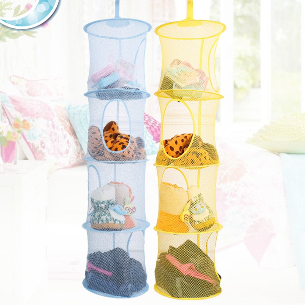 4 Layers Mesh Folding Kids Toys Storage Rack Hanging Basket Sundries ...