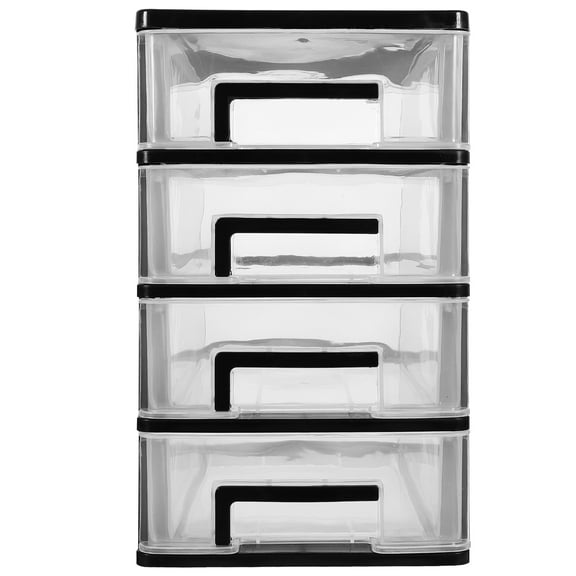 MERRYHAPY Black Plastic Storage Drawer Box 4 Layers for Dressing Table Cosmetics Makeup Organizer and Tool Storage