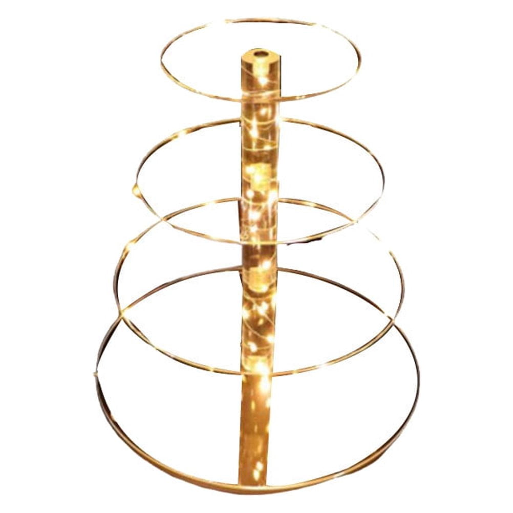 4 Layers Round Acrylic Cake Stand with LED String Light Cupcake Holder