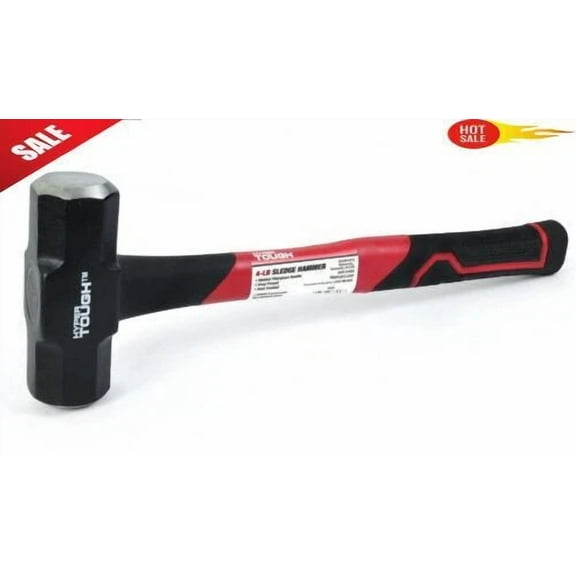 4 Lbs Sledge Hammer Fiberglass Handle Fully Drop Forged Carbon Steel Head New