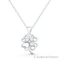 thumbnail image 1 of 4-Leaf Clover Cubic Zirconia CZ Crystal Irish Luck Charm 21x12.5mm (0.8x0.5in) Pendant & Chain Necklace in .925 Sterling Silver w/ Rhodium, 1 of 2