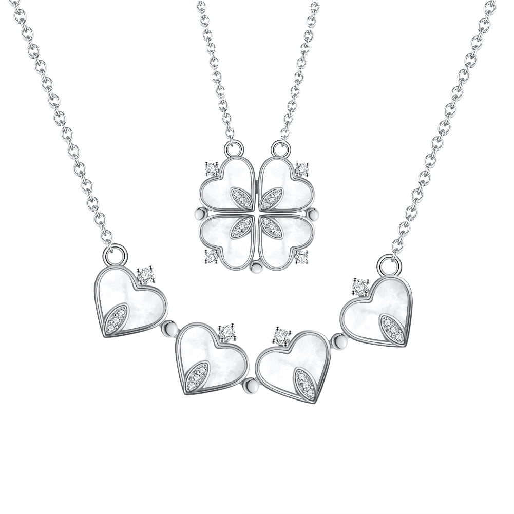 Heart Shaped Four Leaf Clover Stainless Steel Pendant - Temu