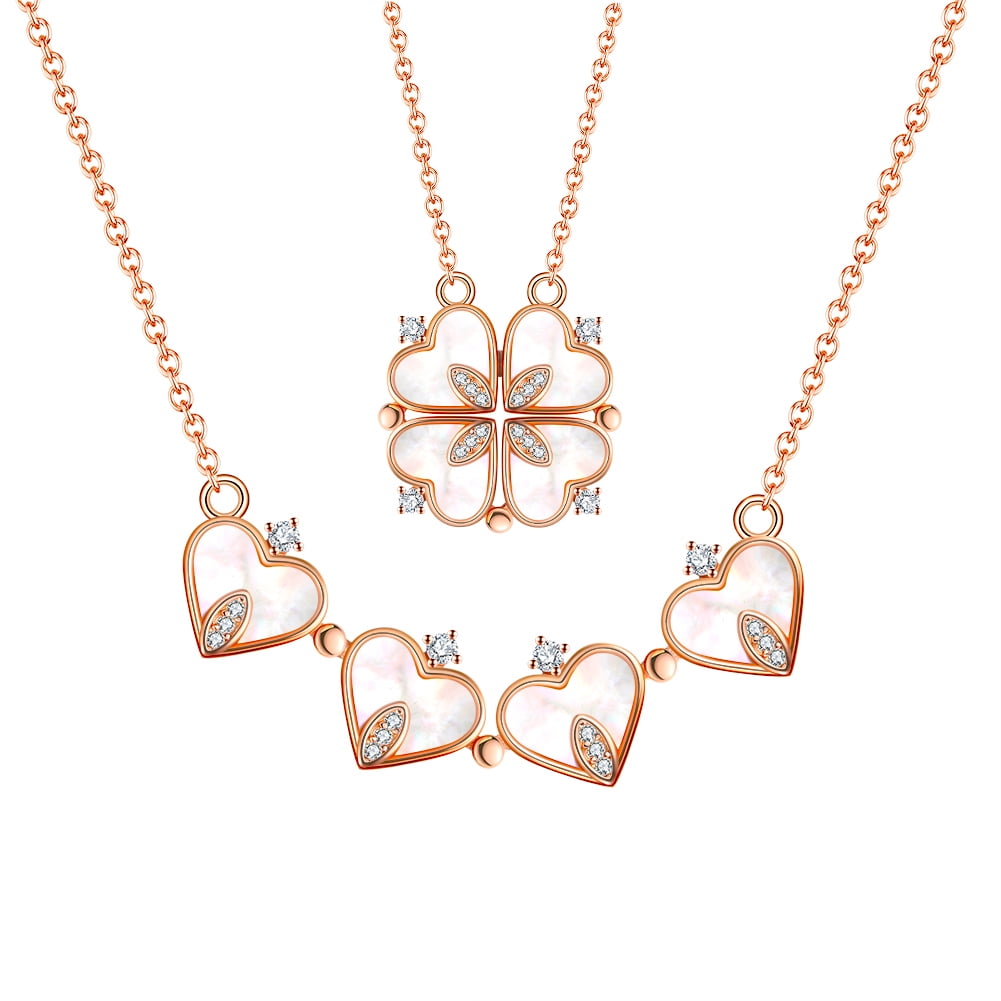 Magic Lucky Four Leaf Clover Heart Necklace - Double-Sided | San Rocco  Italia