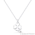 thumbnail image 1 of 4-Leaf Clover Irish Luck Charm 24x14mm (0.9x0.55in) Pendant & Chain Necklace in .925 Sterling Silver, 1 of 2