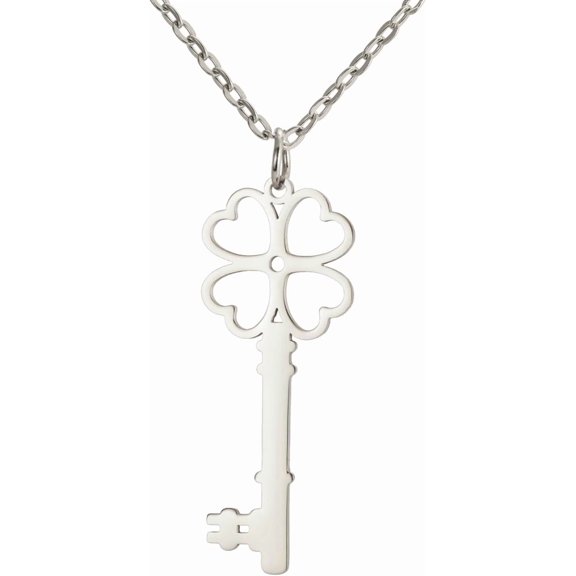 4 Leaf Clover Key Necklace Good Luck Charm Pendant Irish Shamrock Clover Lucky Charm Wiccan Key Jewelry St. Patrick's Day friendship Gift for Women