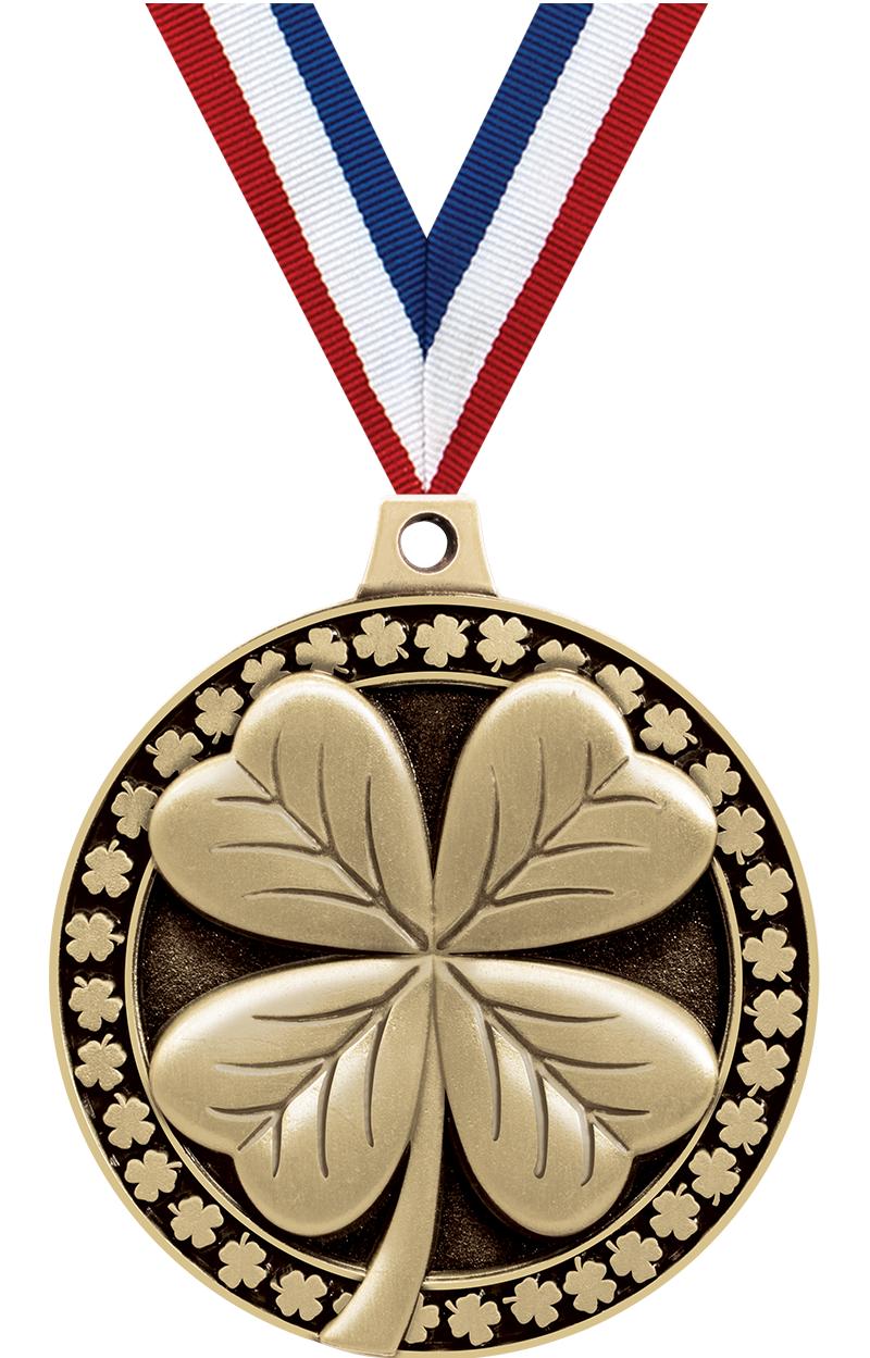 4 Leaf Clover Medals, 2" Gold Diecast 4 Leaf Clover Medal Award 5 Pack