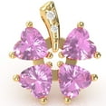 thumbnail image 1 of 4 Leaf Clover Shamrock Lab-Created Pink Sapphire Diamond Pendant In 14k Yellow Gold, 1 of 5