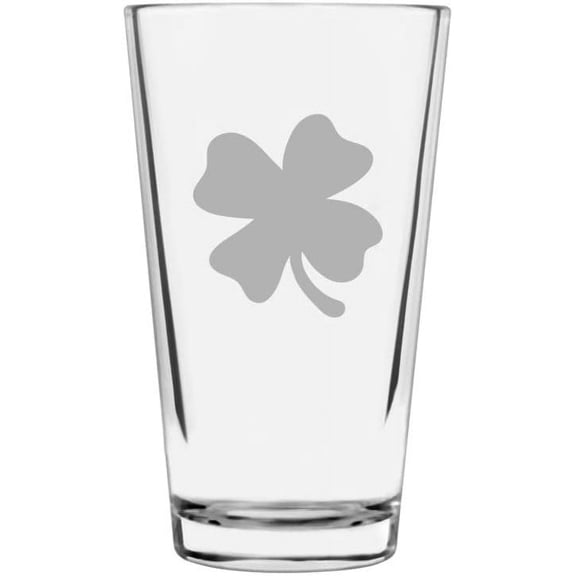 4 Leaf Clover St Patrick's Day Etched 16oz Libbey Pint Glass