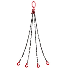 4-Leg Chain Sling 0.5 Inch x 5 Feet 6600 lbs Capacity Heavy Duty Alloy Steel Grab Hooks and Adjusters for Engine Hoist Material Handling Lifting Rigging