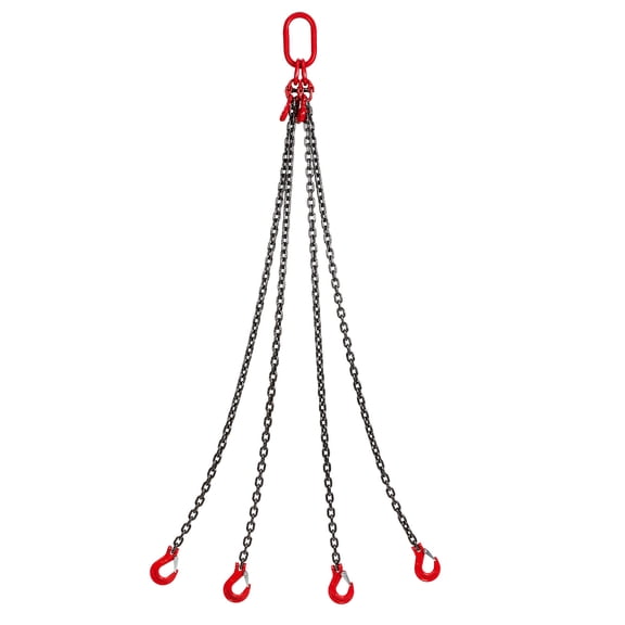 4-Leg Chain Sling 0.5 Inch x 5 Feet 6600 lbs Capacity Heavy Duty Alloy Steel Grab Hooks and Adjusters for Engine Hoist Material Handling Lifting Rigging