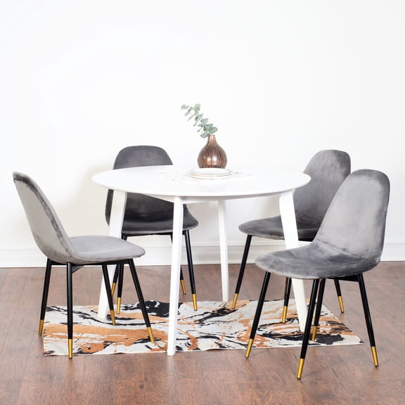 4 - Leg Table Base - Plush Upholstered Chairs - Formal Dinners - 5 - Piece Dining Set with Elegance