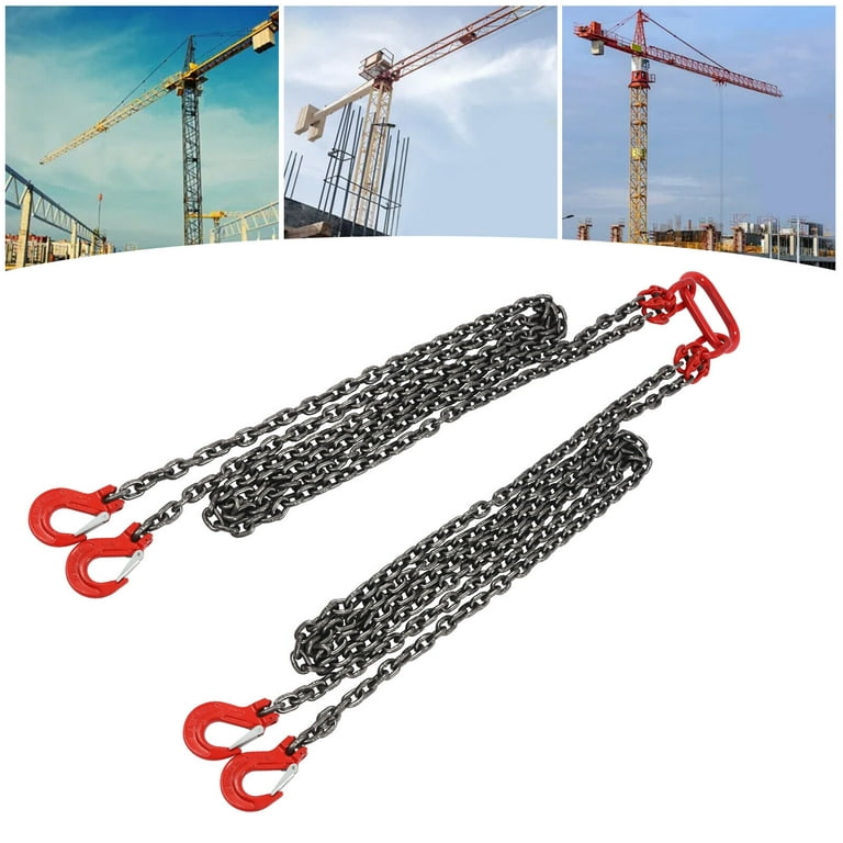 Flkoendmall 4-Legs G80 Lift Chain Sling Hoist Lifting w/Sling Hook 20T Lifting Chain Sling, Men's, Size: 304.8cm/10ft, Red