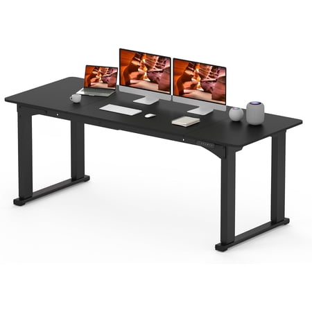 4 Legs Standing Desk, Large 79x31 Inches Electric Adjustable Height Desk with Splice Board, Stand Up Desk Home Office Computer Workstation, Black