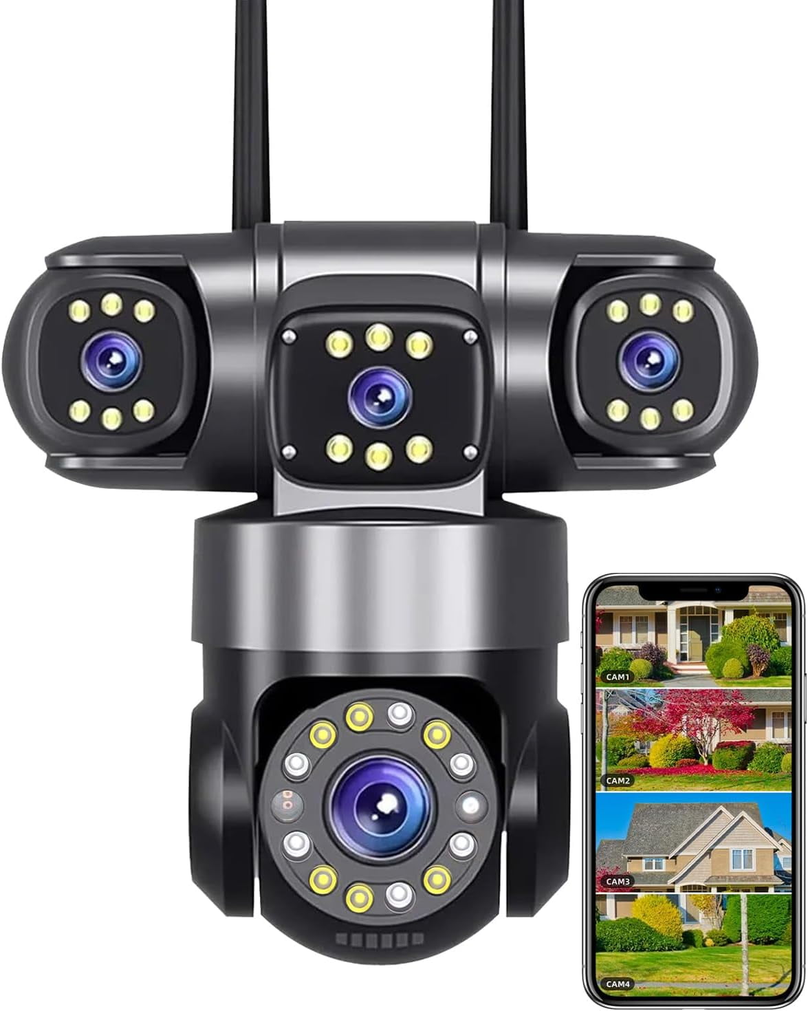 4-Lens Security Cameras Wireless for Home Surveillance Outdoor, Indoor ...