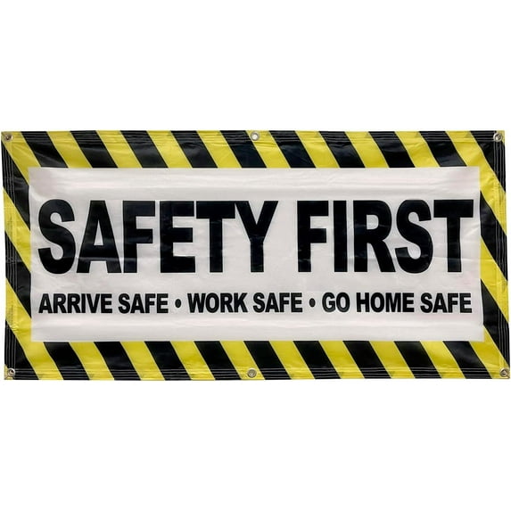 4 Less Feet SAFETY FIRST Banner Sign Fabric Polyester wb
