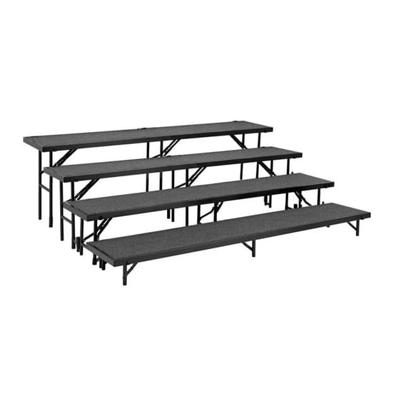 4 Level Straight Standing Choral Riser, Blue Carpet - 18 x 96 in. Platform
