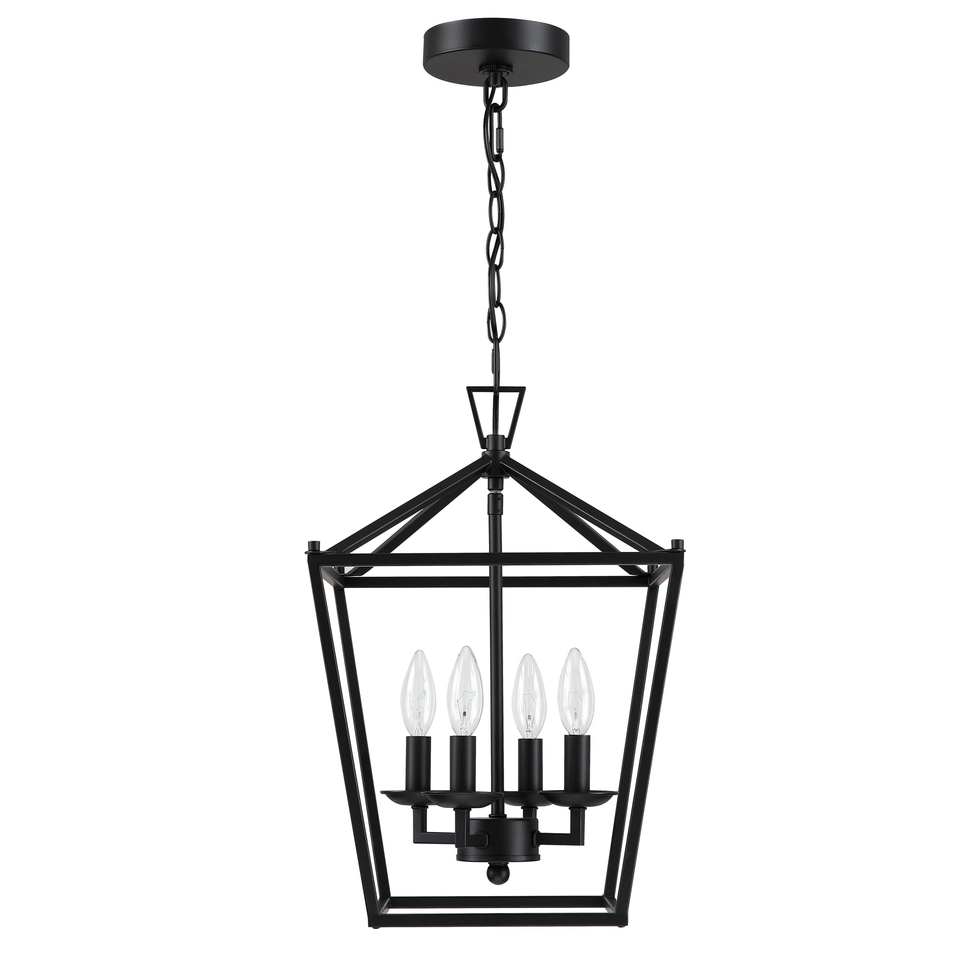 4Light 12 inch Geometric Kitchen Light Fixture Matte Black Pendant Lighting Ceiling Mount with