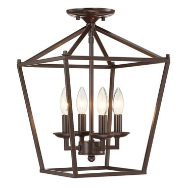 4-Light 17-in Dark Bronze Semi Flush Mount Light