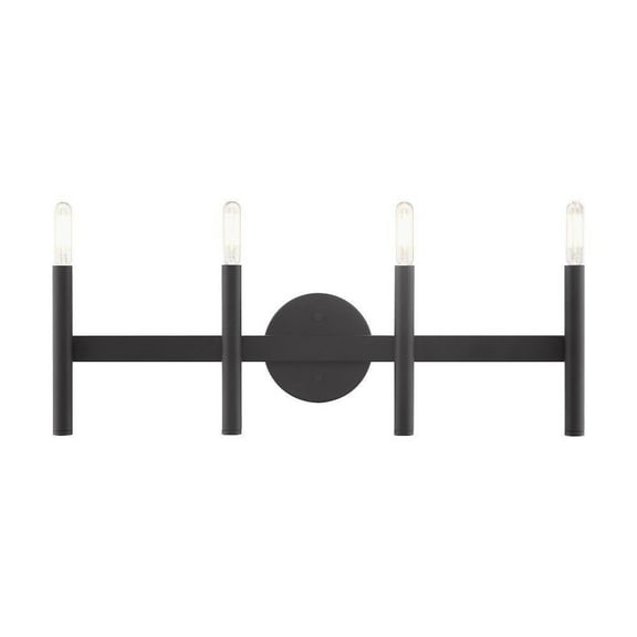 4 Light Ada Bathroom Light in Mid Century Modern Style 23.5 inches Wide By 10.75 inches High-Black Finish Bailey Street Home 218-Bel-4362926