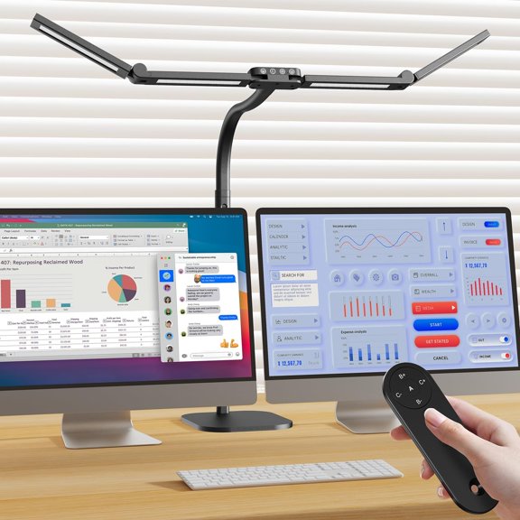 4 Light Bar Design Goose-Neck Architect Desk Lamp with Base,24W Bright Led Tall Overhead Desk Light for Home Office,Eye Care Reading Table Light for Desktop Working,Drafting,Reading
