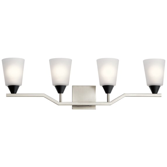 4 Light Bath Vanity Approved For Damp Locations With Contemporary Inspirations 33.25 Inches Wide Kichler Lighting 55030Ni