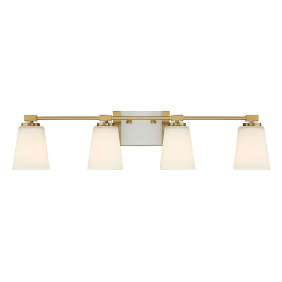 Warm Brass Four Light Bathroom Vanity from the Darby Collection
