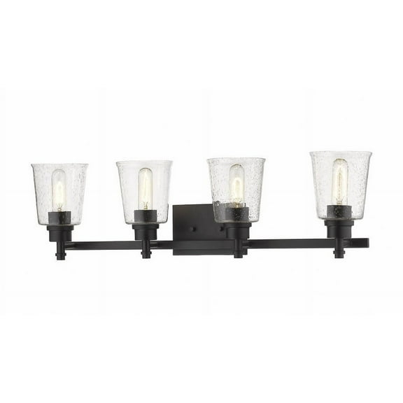 4 Light Bath Vanity In Fusion Style 32 Inches Wide By 8.5 Inches High-Matte Black Finish Z-Lite 464-4V-Mb