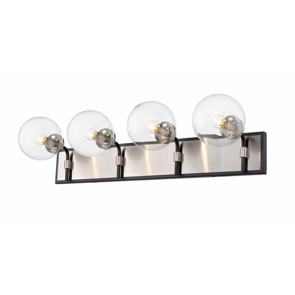 4 Light Bath Vanity In Retro Style 33.25 Inches Wide By 7.75 Inches High-Matte Black/Brushed Nickel Finish Z-Lite 477-4V-Mb-Bn