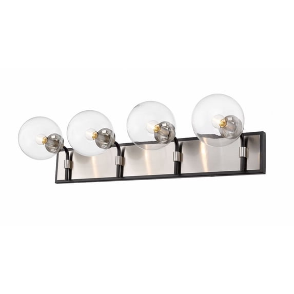 4 Light Bath Vanity In Retro Style 33.25 Inches Wide By 7.75 Inches High-Matte Black/Brushed Nickel Finish Z-Lite 477-4V-Mb-Bn