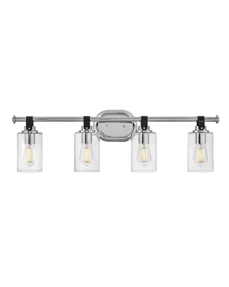 Halstead Heritage Brass 4-Light Vanity with Clear Glass Shades