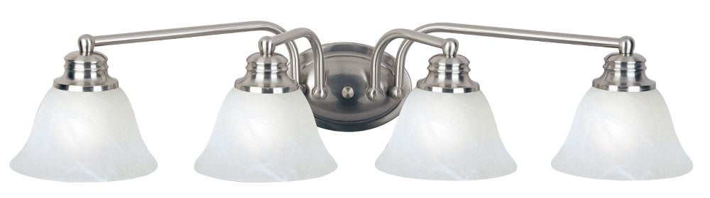 Elegant 4-Light Satin Nickel Vanity with Marble Glass Shades