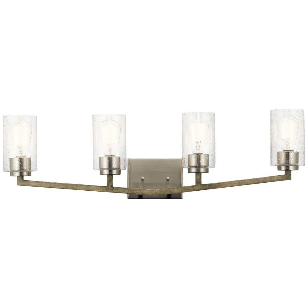 -4 Light Bathroom Light Fixture Damp Location Rated with Lodge/Country/Rustic Style-9.25 inches Tall By 32 inches Wide Bailey Street Home