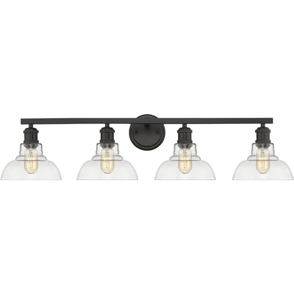 4 Light Bathroom Light Fixture in Black with Clear Glass Shades Bailey Street Home 170-Bel-3361577