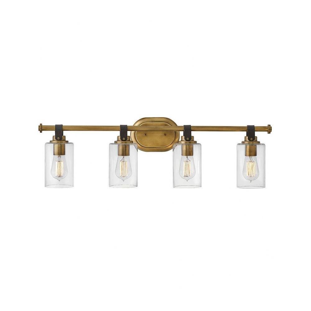 4 Light Bathroom Light Fixture in Traditional-Rustic Style 32 inches Wide By 9.5 inches High-Heritage Brass Finish Bailey Street Home 81-Bel-4442234