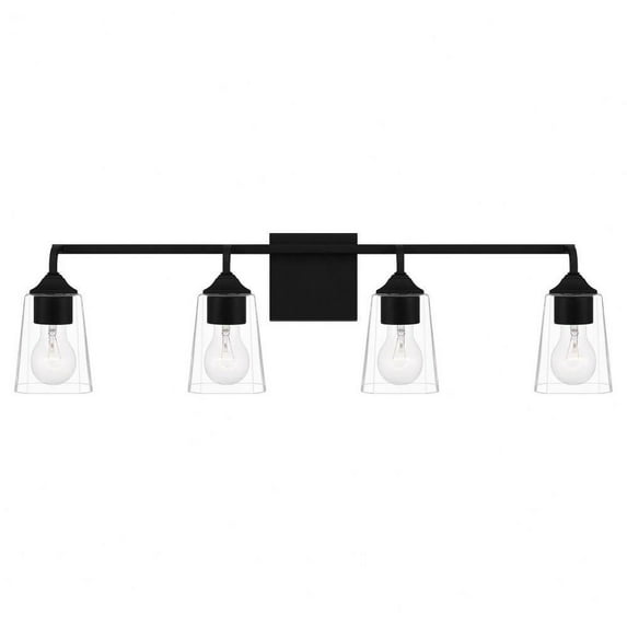 4 Light Bathroom Light Fixture in Transitional Style-8 inches Tall and 31 inches Wide-Matte Black Finish Bailey Street Home 71-Bel-4621750